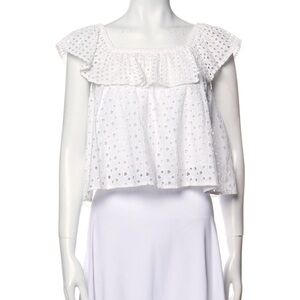 Rebecca Minkoff White Eyelet Ruffle Top